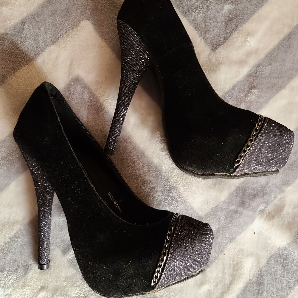 Black velvet stilettos
